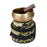 SHANSHUI 5'' Tibetan Singing Bowl Set, Nepal Antique Bronze Mantra Carving Hand Hammered, Sound For Yoga Chakras Healing Meditation Zen With Leather Striker Surface Mallet and Silk Cushion Gift -Black