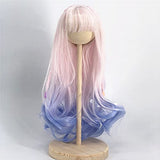 Doll Wig, 1/3, 1/6 BJD Heat Resistant Doll Hair Wig, Fiber Long Deep Curly Ombre White Pink Blue Doll Hair BJD Doll Wig Wig Accessories DIY Toy,1/3