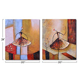 A Cup of Tea Twin Ballet Dancers Oil painting Wall Art hand painted on canvas Abstract picture Modern Walls Decor artwork for Home Living Room Bedroom, Unframed 2 Piece of 16"x24"