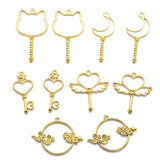 IDS 10 Pack Gold Key Open Bezel Pendant Zinc Alloy UV Resin Frame Blank Frame Charms Crafts DIY