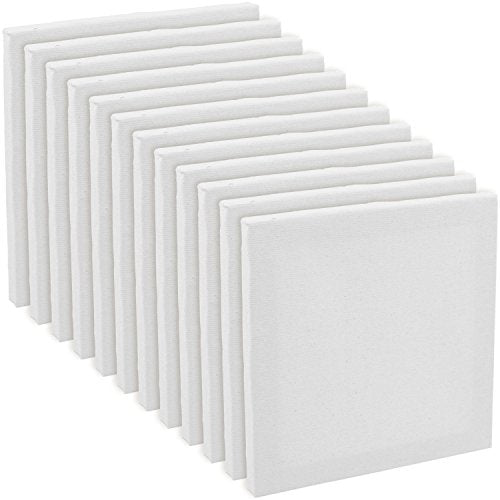 US Art Supply 5" x 5" Mini Professional Primed Stretched Canvas (1-Pack of 12-Mini Canvases)