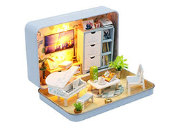 DIY Box Theater Dollhouse Kit, 3D Miniature Wooden Dollhouse Innovative Gift,1:24 Scale Creative Doll House Toys for Lovers (Happiness Theater)