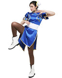 miccostumes Women's Chun Li Cosplay Costume Medium Blue and White