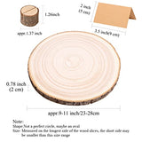 Caydo 10 Piece 9-11 Inch Large Paulownia Wood Slices with 10 Piece Wood Table Number Card Holders and 10 Pieces Cards for Wedding Table Centerpiece Decoration and Home Decoration