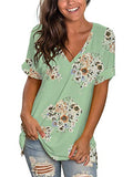 Cute Summer Tops for Women Short Sleeve T Shirt Fashion Tees Loose Fitted Green L