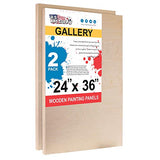 U.S. Art Supply 24" x 36" Birch Wood Paint Pouring Panel Boards, Gallery 1-1/2" Deep Cradle (Pack of 2) - Artist Depth Wooden Wall Canvases - Painting Mixed-Media Craft, Acrylic, Oil, Encaustic