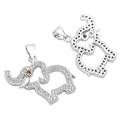 2pcs Top Quality Silver Elephant King Pendant Simulated Diamond Pendant MCAC43