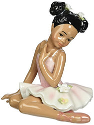 Cosmos 10124 Fine Porcelain African American Ballerina in Pink Dress Figurine, 4-1/4-Inch