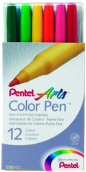 Pentel S360-12 Marker Point Color Pen Set Assorted Colors 12 Count