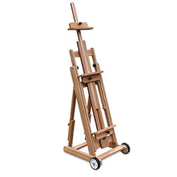 Creative Mark Mirage Studio Artist Easel for Canvas to 71" High, Fully Adjustable from Horizontal to Vertical, Rolling Wheels - Natural Elm Wood