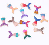 30pcs Mix Colorful Alloy Enamel Cute Mermaid Tail Charm Pendant DIY Jewelry Necklace Stud