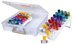 ArtBin 6959AB Super Satchel with Paint Bottle Storage Tray, Portable Carrying Case - Organizes up to 32 Bottles of Paint, Clear