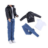 E-TING Leather Coat Suit Cool Wild Motorcycle Style Couple Clothes for 11.5″ Girl Dolls and 12″ Boy Doll