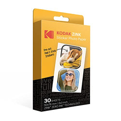 Kodak 2”x3” Premium Zink Pre-Cut Sticker Photo Paper (30 Sheets) Compatible with All Kodak 2x3” Instant Print Products – Except Printomatic