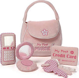 Baby GUND My First Purse Stuffed Plush Playset, 8", 5 Pieces & GUND My First Dolly Stuffed Brunette Doll Plush, 13"