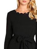 Romwe Women's Bow Self Tie Scalloped Cut Out Elegant Office Work Tunic Blouse Top Black XX-Large