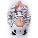 Nicery Reborn Baby Doll Soft Simulation Silicone Vinyl Cloth Body 20inch 50cm Magnetic Mouth Lifelike Vivid Boy Girl Toy for Ages 3+ Black and White Stripes Clothes RD50C501C-OTD