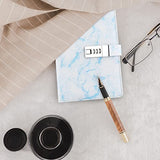 Locking Leather Journal for Adults Personal Writing Notebook with Combination Password, A5 Marble Waterproof Cute Diary with lock for Gift Kids Teen Girls Boys Men Women, 192 Pages, Blue