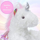 Unicorn Gift for Girls Stuffed Animal Magnetic Peekaboo Paws Plush with Rainbow and Sparkle Shimmer Accents Gift for Girls, Soft and Cuddly with Wings Pony Horse Aria