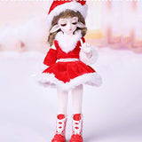 LUSHUN Christmas red Suit 1/6 BJD Doll Full Set, Clothes Wigs Shoes Socks Accessories Full Set, Having Different Movable Joints SD Doll Set for Girl as Gift