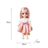 Angelhood 1/6 Mini BJD Doll, 17cm Ball Jointed Dolls with Clothes Dress Up Wig and Movable Joint, Toy Gift for Girls