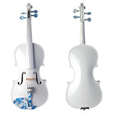 Kinglos 4/4 White Ebony Fitted Solid Wood Violin Kit with Case, Shoulder Rest, Bow, Extra Bridge and Strings Full Size (JY005)