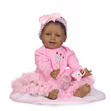 TERABITHIA 21 inch Real Life Black African American Smiling Reborn Baby Girl Dolls That Looks Real with Magnetic Mouth