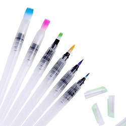 Ohuhu Water Coloring Brush Pens, Set of 6 Brush Tips for Watercolor Painting, Water Soluble Colored