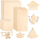 12 Pieces Balsa Wood Sheets Thin Unfinished Wood Plywood Hobby Wood Board for DIY Crafts Christmas Wooden House Boat Airplane Model 3 Size