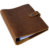 Refillable Leather Journal with 6 Ring, Leather Binder Organizer with Lined Pages, 100 Sheets, Personal Size, Brown