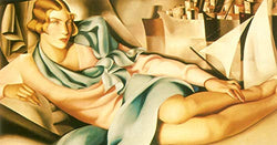 Handpainted Reproduction Tamara de Lempicka 90X45 cm (Approx. 36X18 inch) - Potrait of Arlette Boucard Figure Paintings Canvas Wall Art Poster Rolled