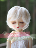 BJD Doll Wig 7-8inch (17-18.5cm): 1/4 BJD MSD, Fur Wig Dollfie / White Curl Short Hair