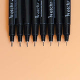 ETCHR Professional Black Drawing Pens - 16 Black Fineliner Pens for Use as Drawing and Calligraphy Pens - Quality Waterproof and Fadeproof Black Artist Pens - ETCHR Black Graphic Pen Collection