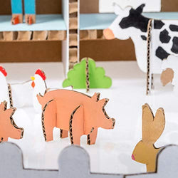 Carton Studio Ecological Coloring Animal Kit Great Additions for Kids Play House or Dollhouse | An Amazing Handmade Do It Yourself (DIY) Animal Kit made from 100% Carton