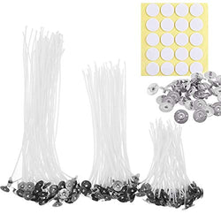 421 Pcs Candle Making Kits,300 Pcs 8/6/4 Inch Candle Wicks Low Smoke,100 Pcs Sustainer Tabs, 20 Pcs Stickers, 1 Pcs Center Device Holders for Candle DIY