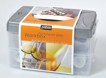 Pebeo Vitrea 160 Glass Paint Studio Collection Workbox Kit , 10 Colours Included