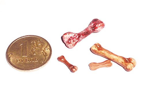 Bone meat (4 pieces), bones for dogs, sugar bone. Dollhouse miniature 1:12 b
