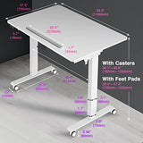 AVLT 50" Electric Standing Desk with Tilting Tabletop (4 ft 7 inches) – Height Adjustable Dry Erase Top Whiteboard and Rolling Casters – 2 Leg Drafting Tabletop - White