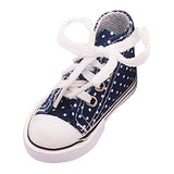 kowaku 2 Pairs 7.5cm Fashion Dotted High Top Lace up Canvas Shoes Casual Sneakers for 1/3 Scale Ball Jointed Dolls - Dark Blue + White