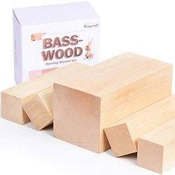 KINGCRAFT 5 Pack Extra Large Basswood Carving Blocks Soft Solid Wooden Whittling Kit for Whittler Starter Kids