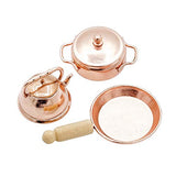 Odoria 1:12 Miniature Cookware Copper Frying Pan Cooking Pot Kettle Dollhouse Kitchen Accessories