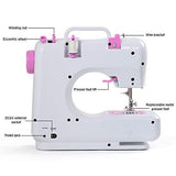 Sewing Machine Mini Portable Electric Portable Household with Foot Pedal Overlock 12 Built-in Stitches for Amateurs Beginners Embroidery Pink Safety
