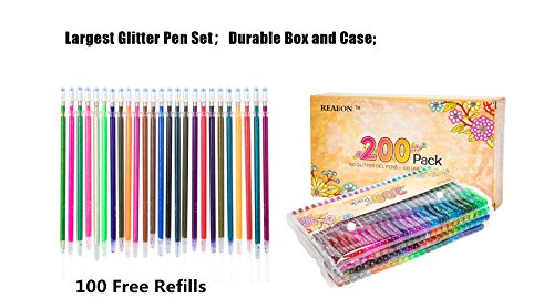 Reaeon Gel Pens for Adult Coloring Book 200 Colors Gel Pen Colored