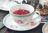 Jusalpha Fine China Tea Sets Vintage Rose Flower Series Coffee Cup-Teacup Saucer Spoon Set with Teapot Warmer & Filter (Rose Glass pot 03)