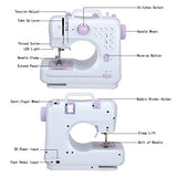 Asany Sewing Machine for Beginners Adults, Household Mini Sewing Machine Tool with Extension Table, 12 Built-in Stitches and 2 Speeds Double Thread, 20 Colorful Threads