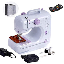 Mini Sewing Machine For Beginner Small Heavy Duty Sewing Machine Portable For Kids Light Weight Kids Sewing Machine Easy to Use With Bobbins Needles And Pedal 2 Speeds Double Treads 12 Built-In Snitches