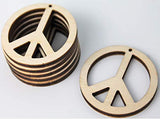 ALL SIZES BULK (12pc to 100pc) Unfinished Wood Wooden Laser Cutout Circle Peace Sign Dangle Earring Jewelry Blanks Charms Shape Crafts Made in Texas