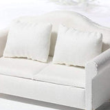F Fityle Dollhouse Sofa, Dolls House Furniture Double Sofa Love Seat with Cushion Pillow - Pure White - 1/12 Scale