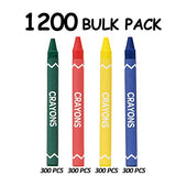 Rarlan Crayons Bulk Pack, 4 Classic Colors, 1200 Count Crayons