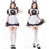 KINOMOTO Women's Cute Cat Cosplay Maid Costume Lolita Fancy Dress with Apron Black-White